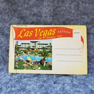 VTG Las Vegas Postcard Booklet The Fabulous Strip 1950s MCM Souvenir Not Posted
